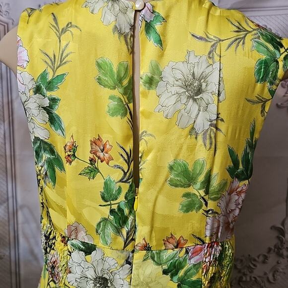 Anthropologie NWOT Sparrow Silk Blend Yellow Floral Midi Dress 10P - Picture 12 of 13